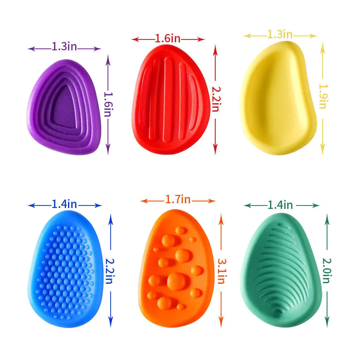 Sensory Texture Worry Stones — 6-Pack Stress Relief Fidget Set