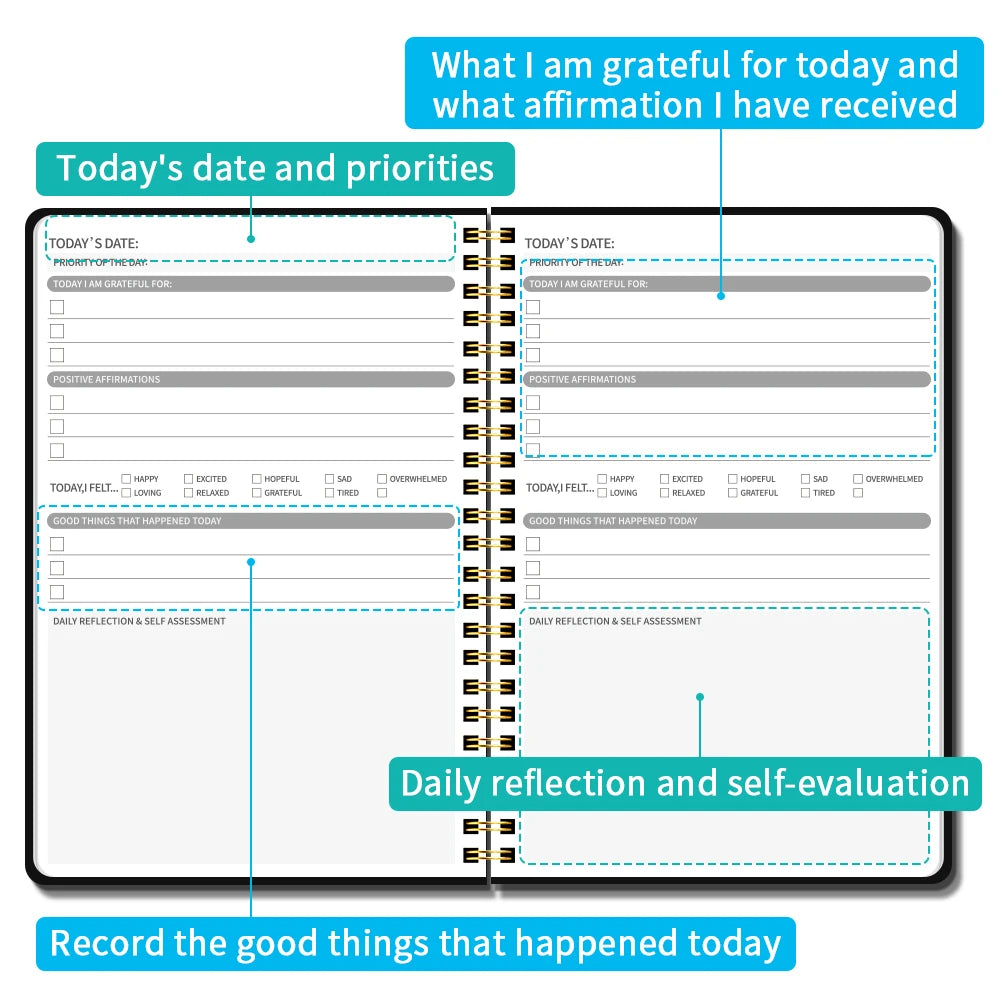 Daily Gratitude Planner & Mood Tracker Journal
